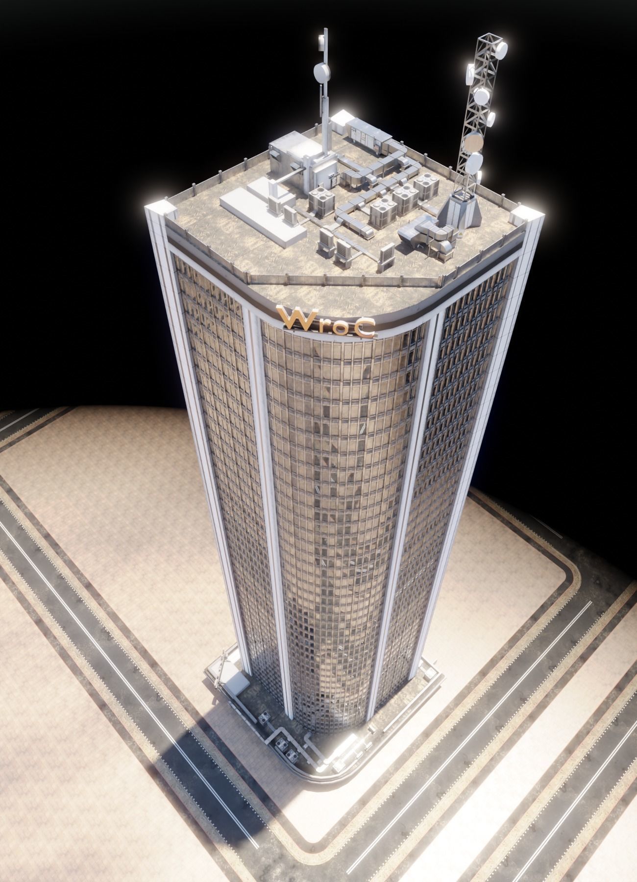 Skyscraper in ten variants with interior Low-poly 3D model_17