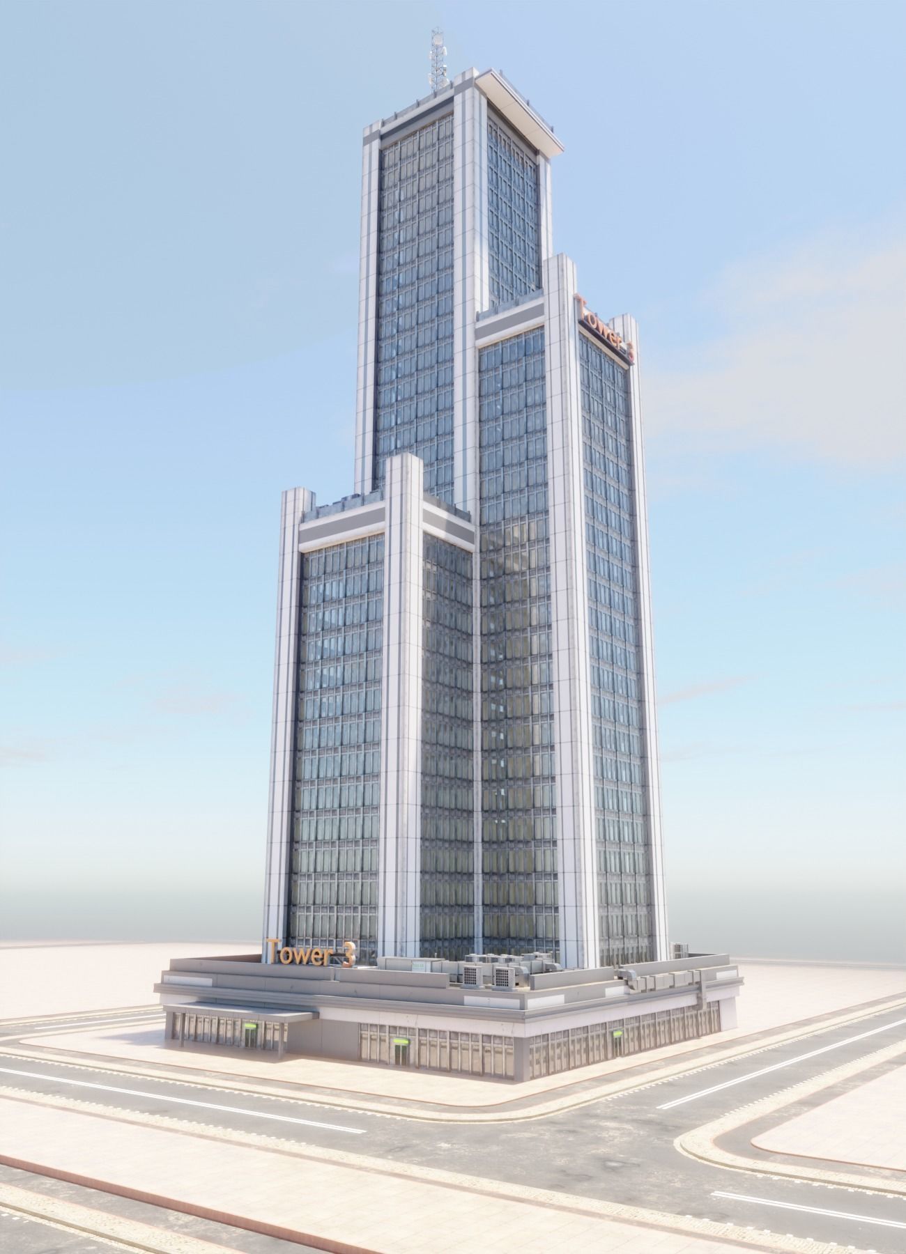 Skyscraper in ten variants with interior Low-poly 3D model_15