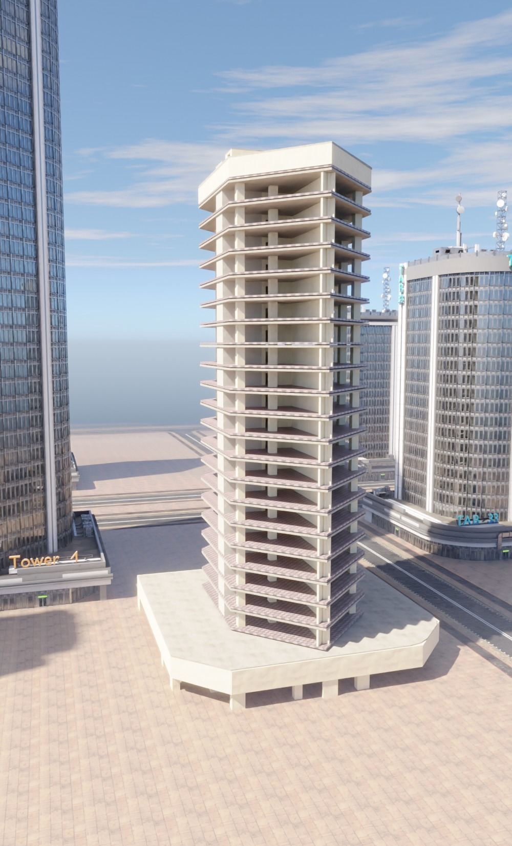 Skyscraper in ten variants with interior Low-poly 3D model_22