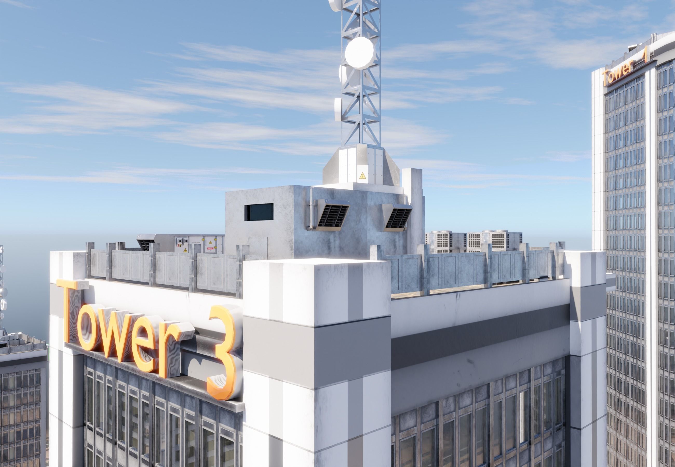 Skyscraper in ten variants with interior Low-poly 3D model_6