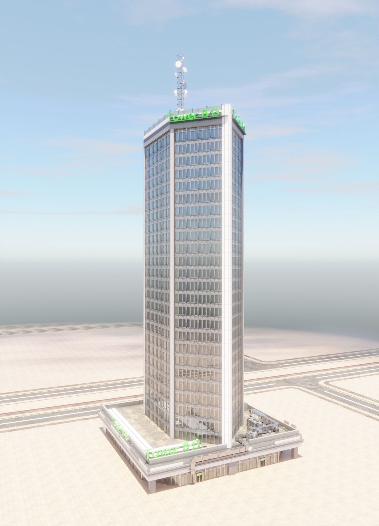 Skyscraper in ten variants with interior Low-poly 3D model_14