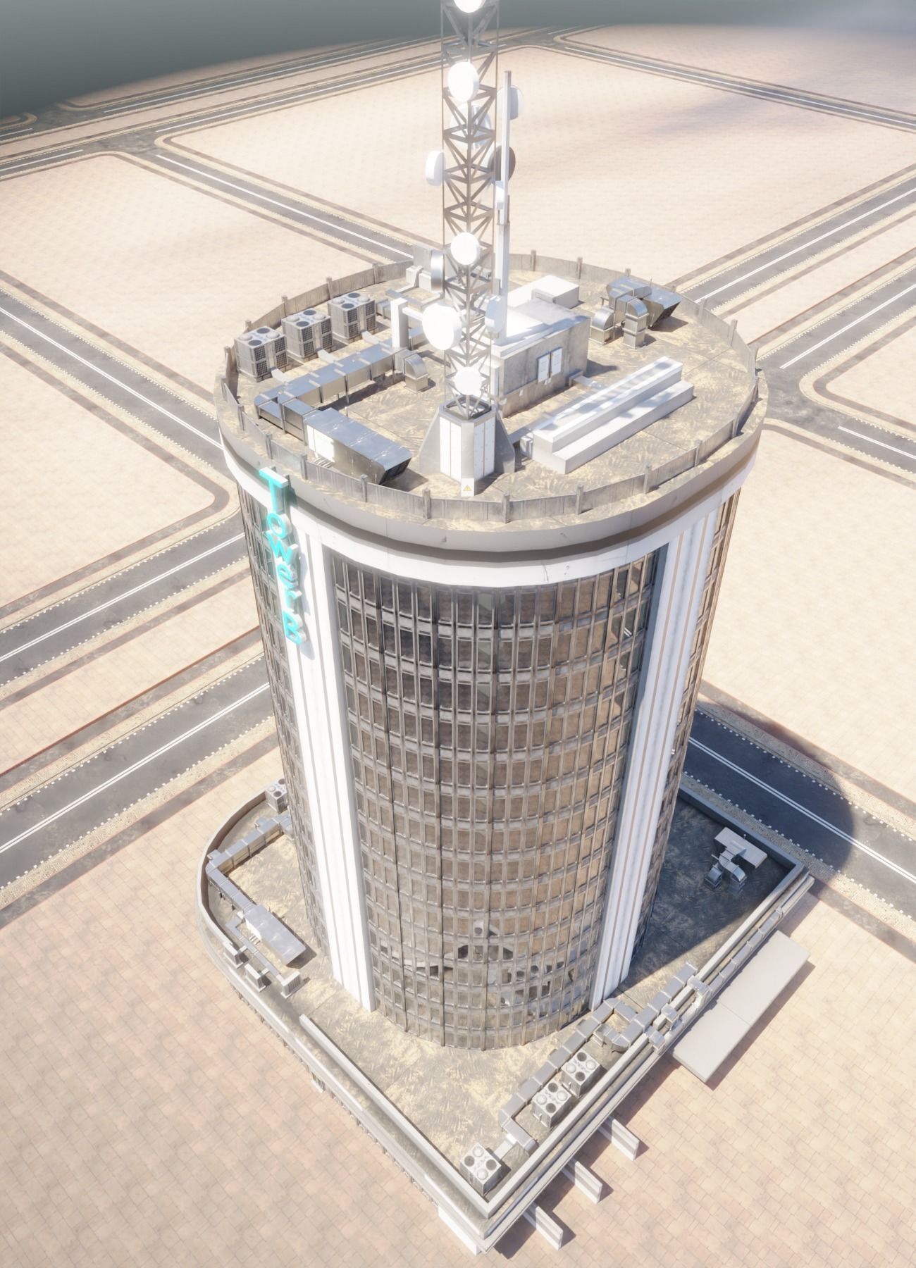 Skyscraper in ten variants with interior Low-poly 3D model_2