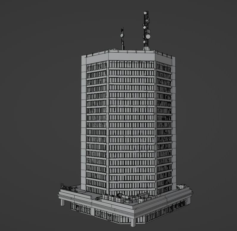 Skyscraper in ten variants with interior Low-poly 3D model_26