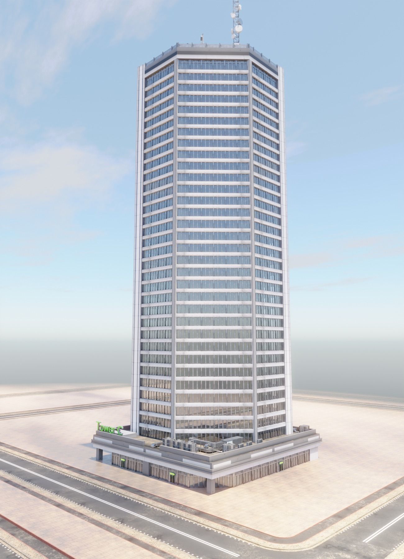 Skyscraper in ten variants with interior Low-poly 3D model_18