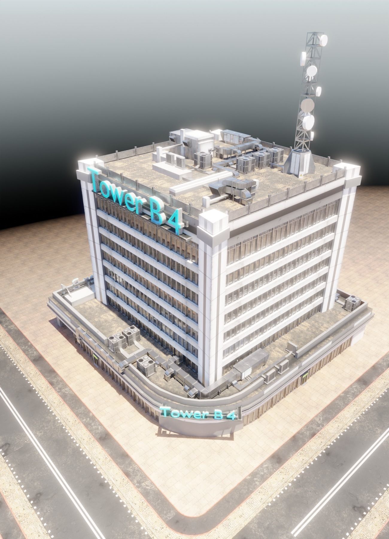 Skyscraper in ten variants with interior Low-poly 3D model_12