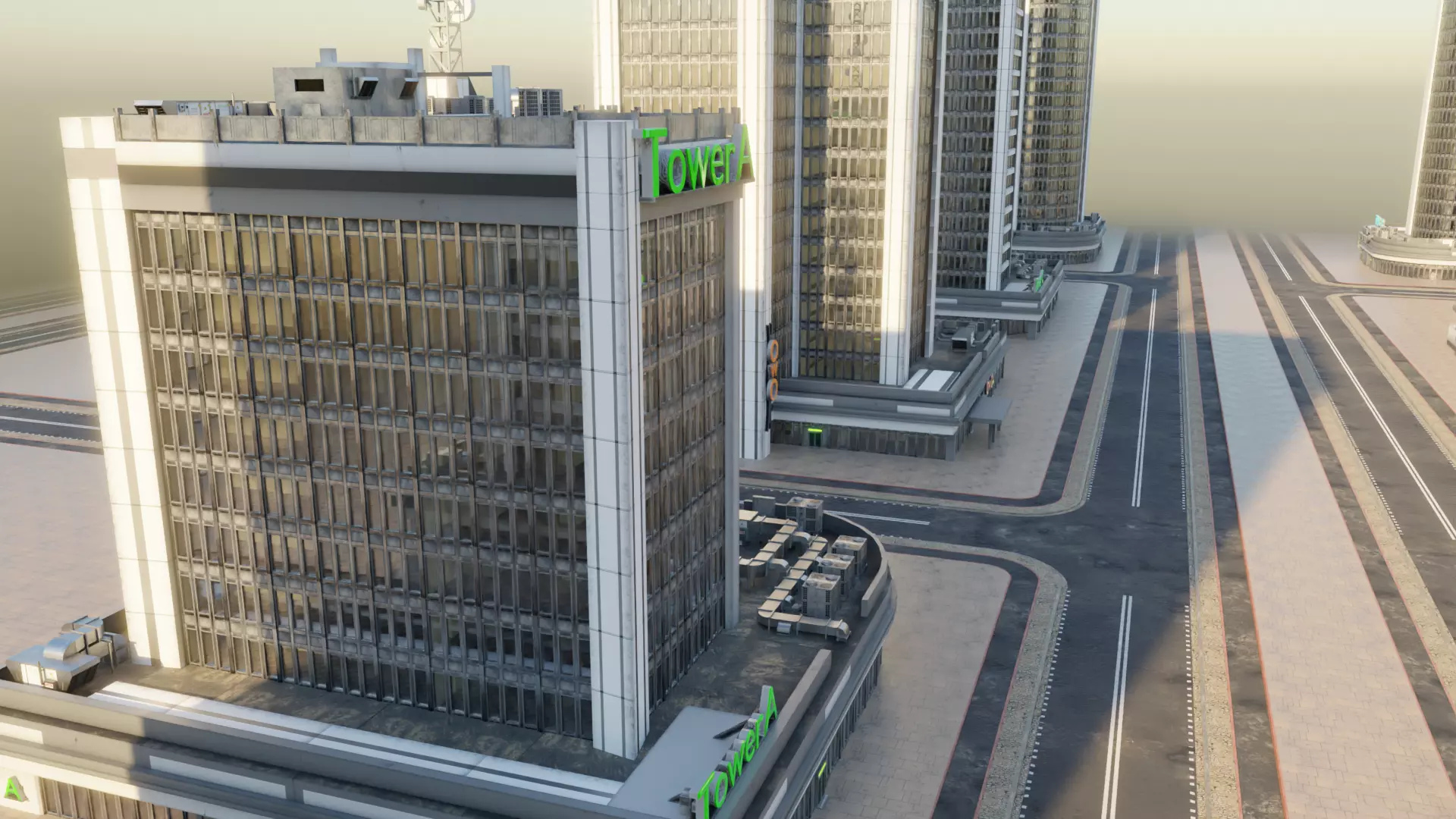 Skyscraper in ten variants with interior Low-poly 3D model_0