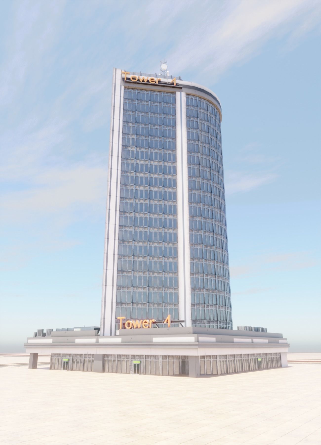 Skyscraper in ten variants with interior Low-poly 3D model_13