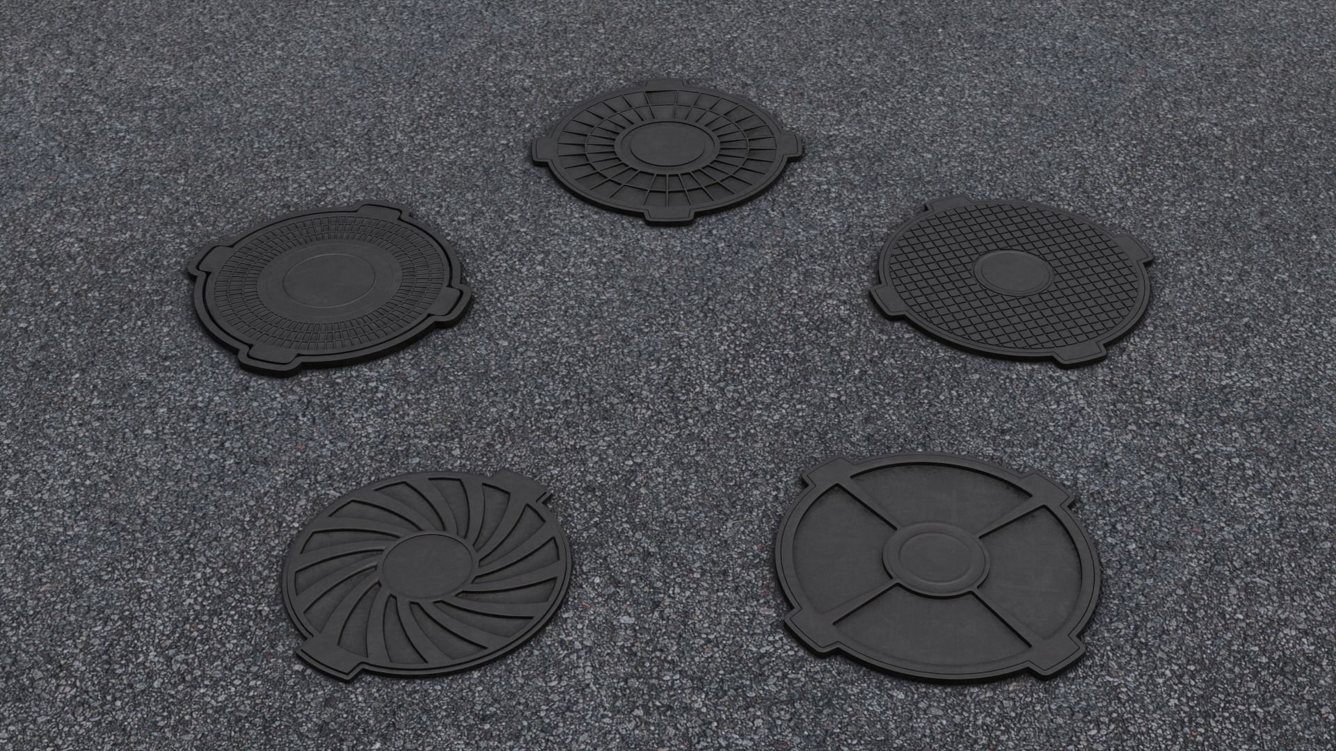 Sewerage hatchways set 3D model_1