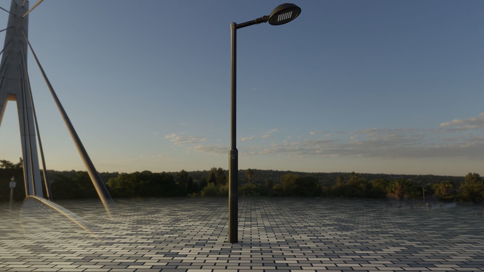 Street Light 15 version 1 3m with pole 3 Low-poly 3D model_8