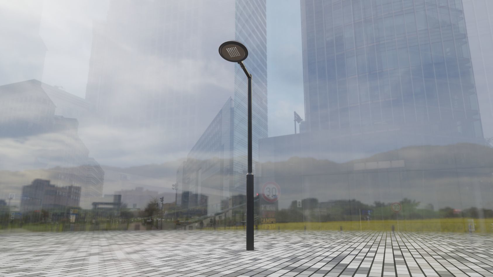 Street Light 15 version 1 3m with pole 3 Low-poly 3D model_43