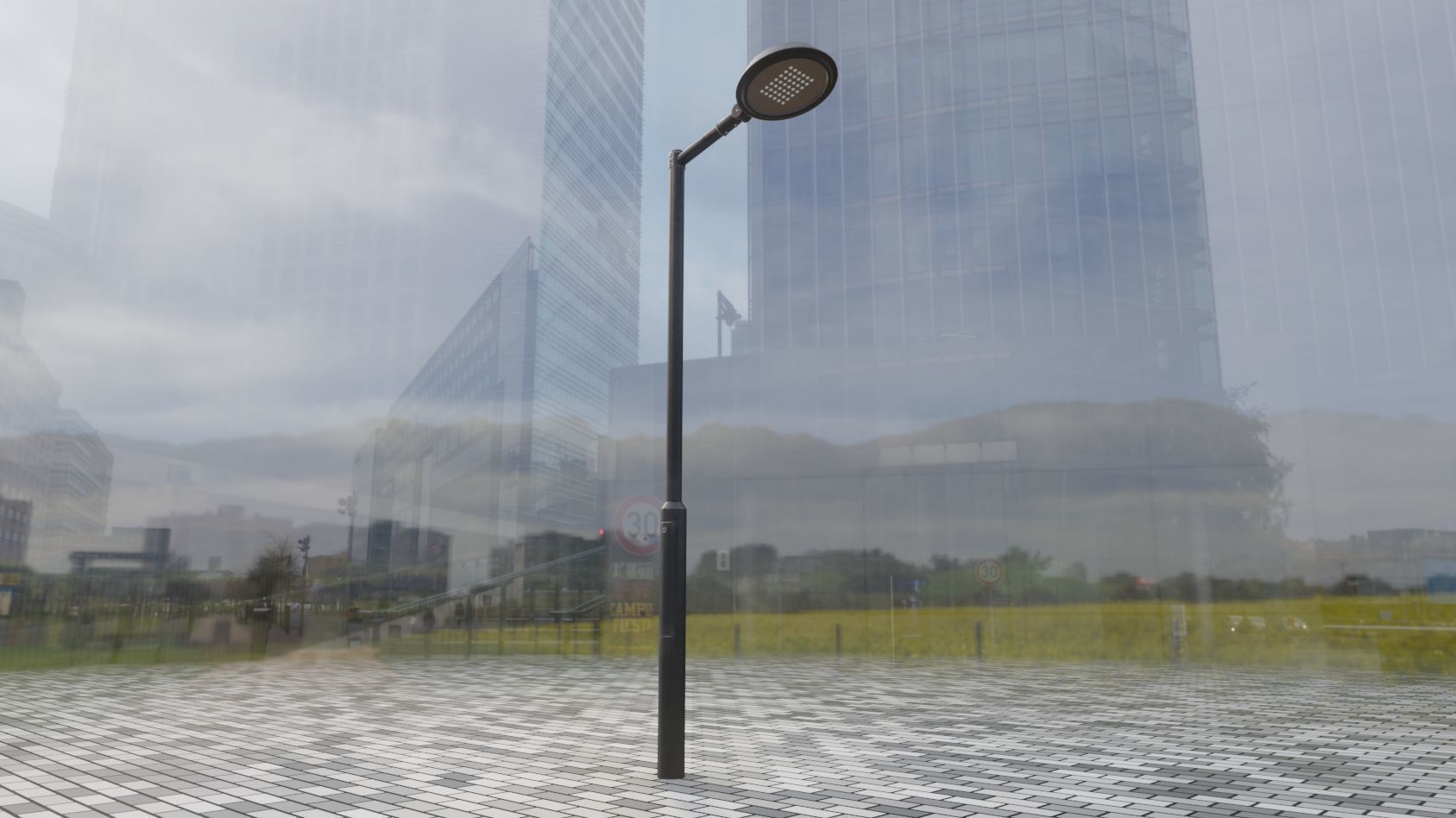 Street Light 15 version 1 3m with pole 3 Low-poly 3D model_12