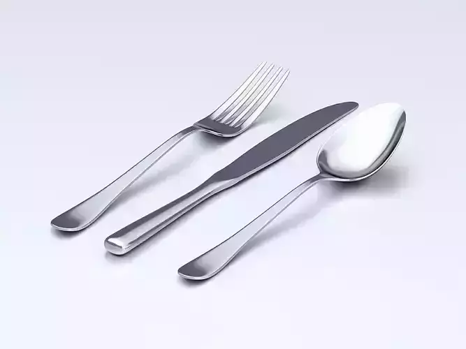 Table Dinner Knife Fork and Spoon Classic Cutlery Low-poly 3D model