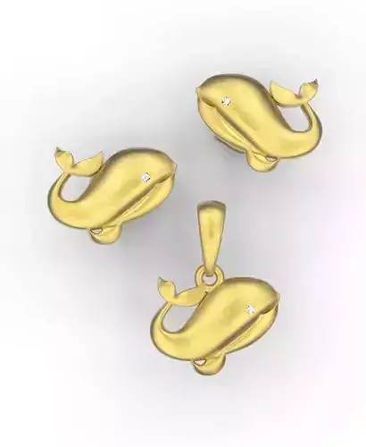 whale cufflinks in sterling silver with sapphires