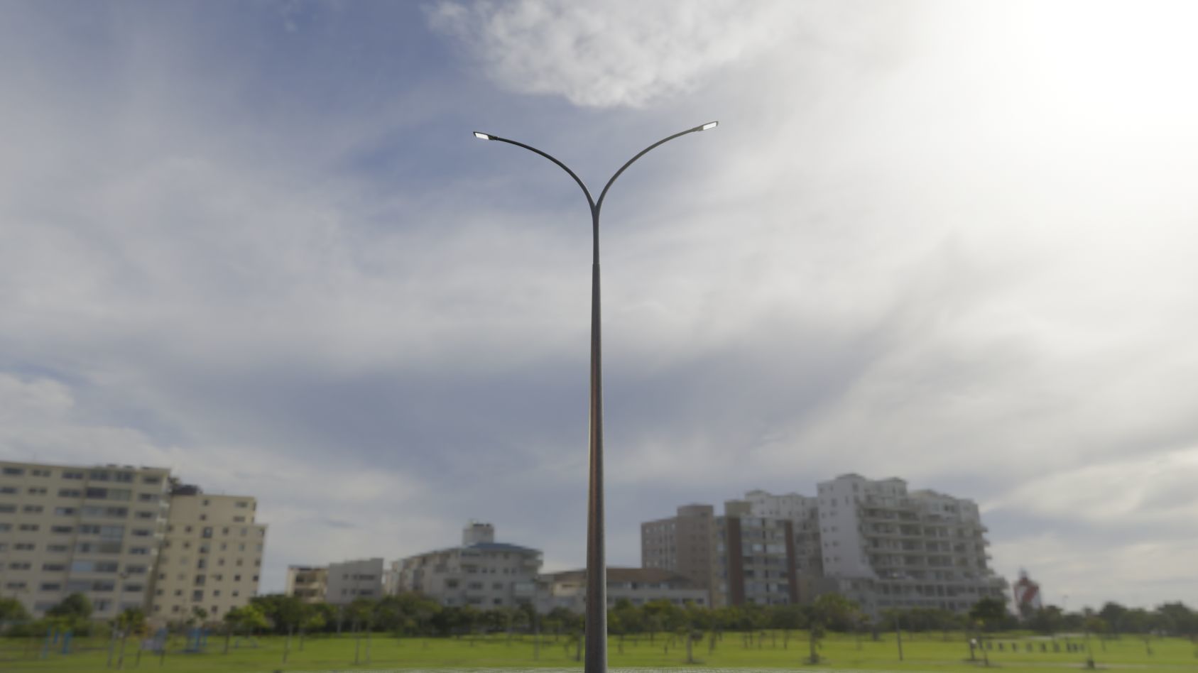 Street Light 12 version 16 10m with pole 4 Low-poly 3D model_54