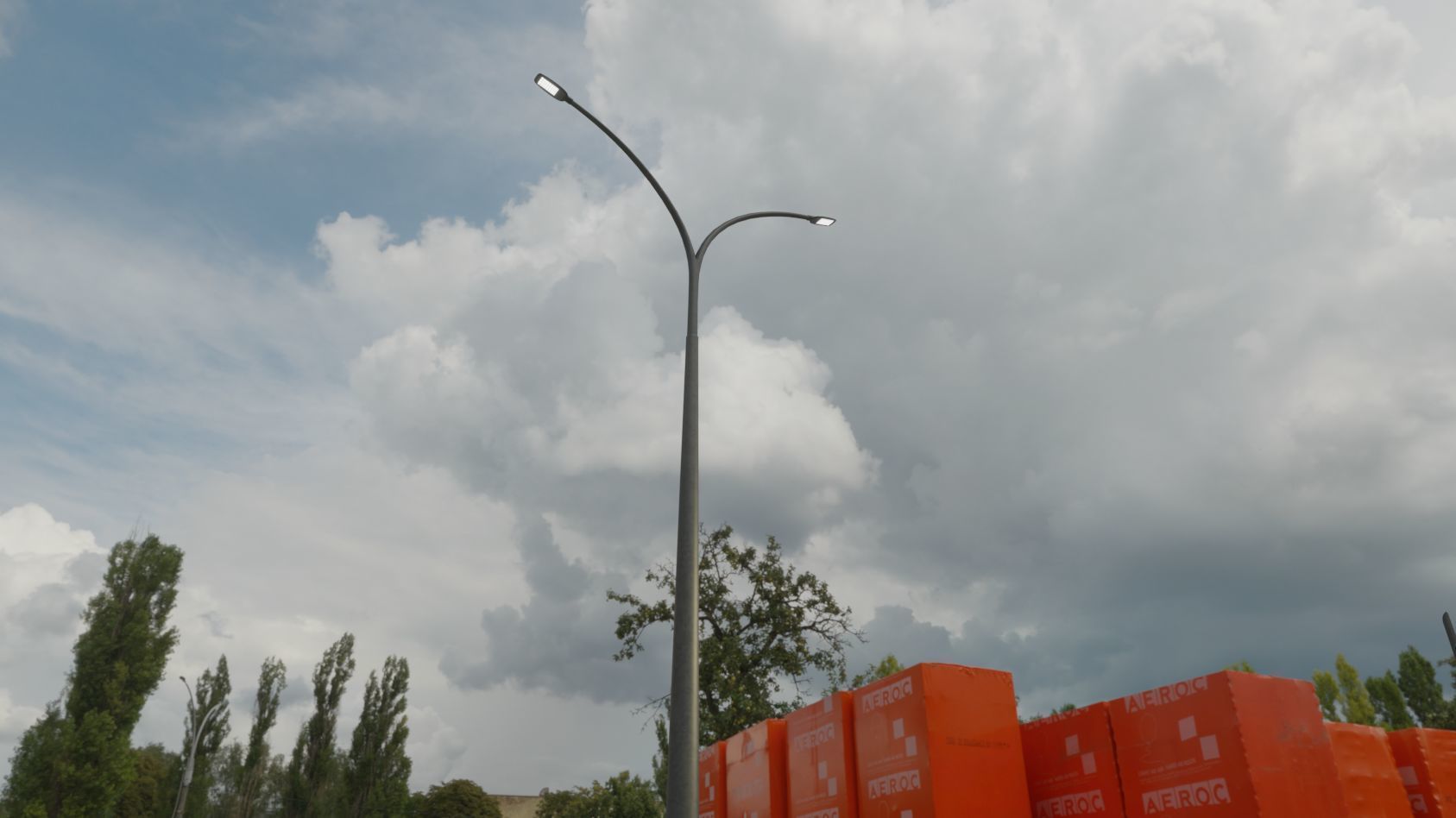 Street Light 12 version 16 10m with pole 4 Low-poly 3D model_4