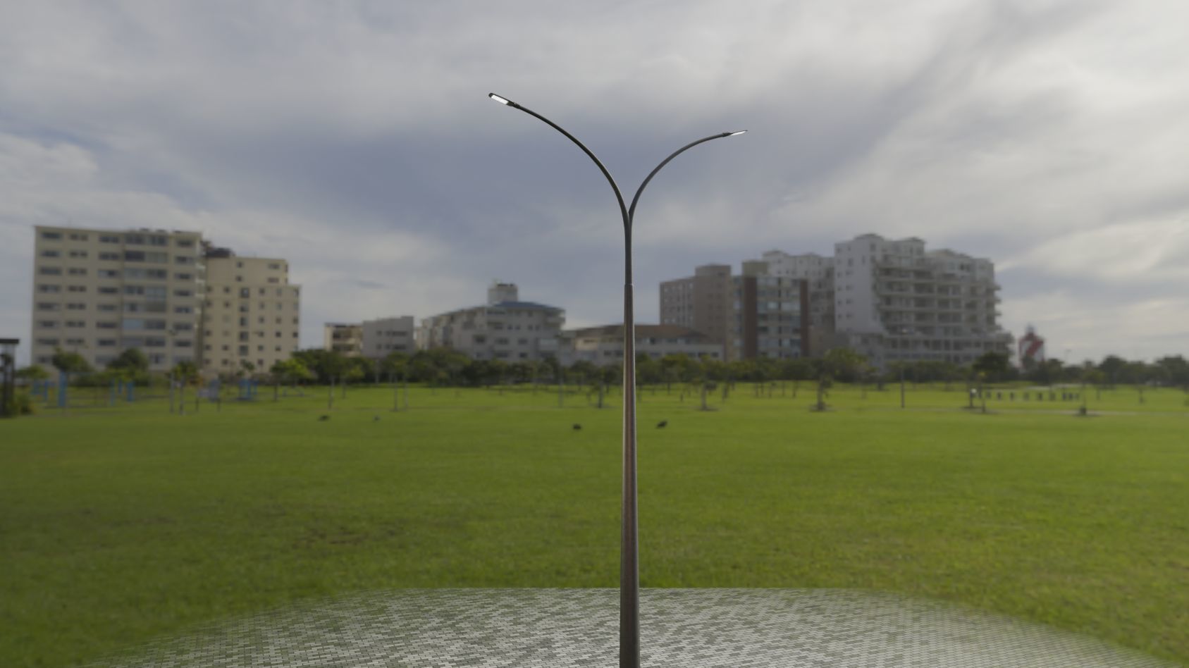 Street Light 12 version 16 10m with pole 4 Low-poly 3D model_84