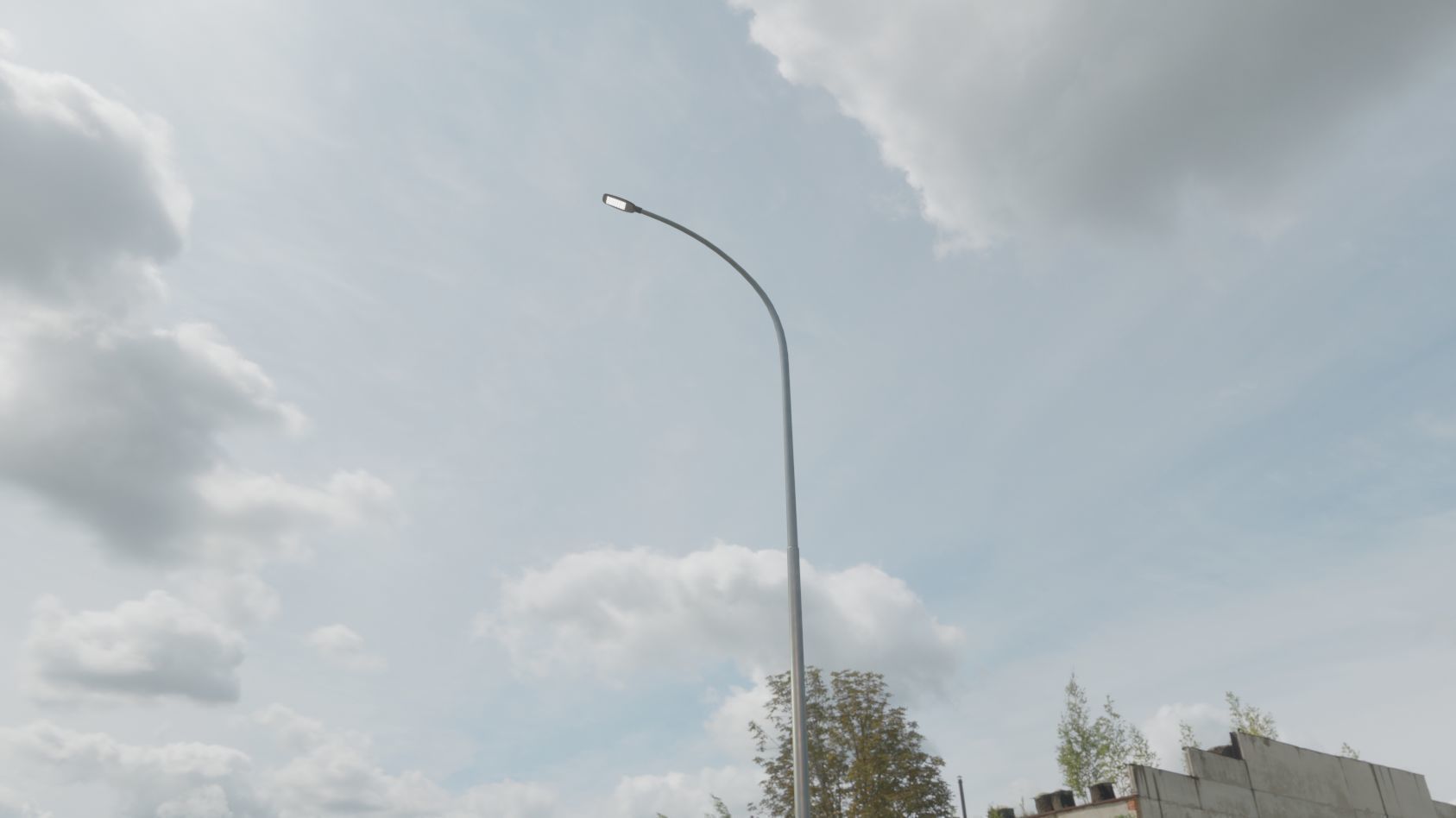 Street Light 12 version 15 10m with pole 1 Low-poly 3D model_53