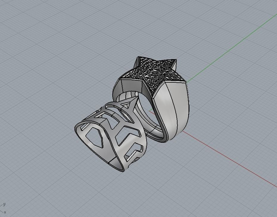 Star ring with diamonds 3D print model_9