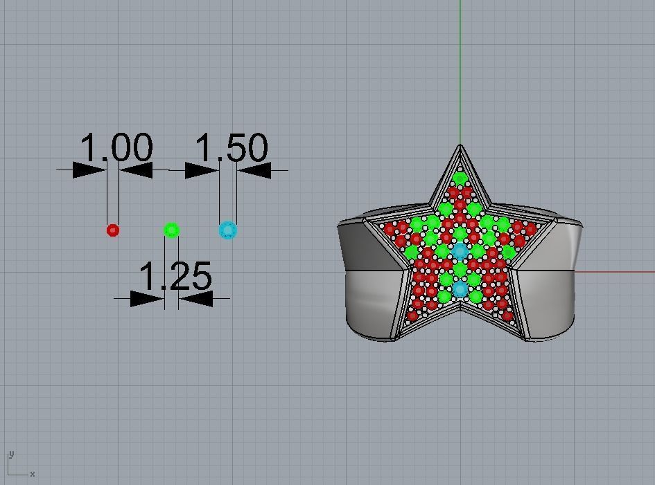 Star ring with diamonds 3D print model_16