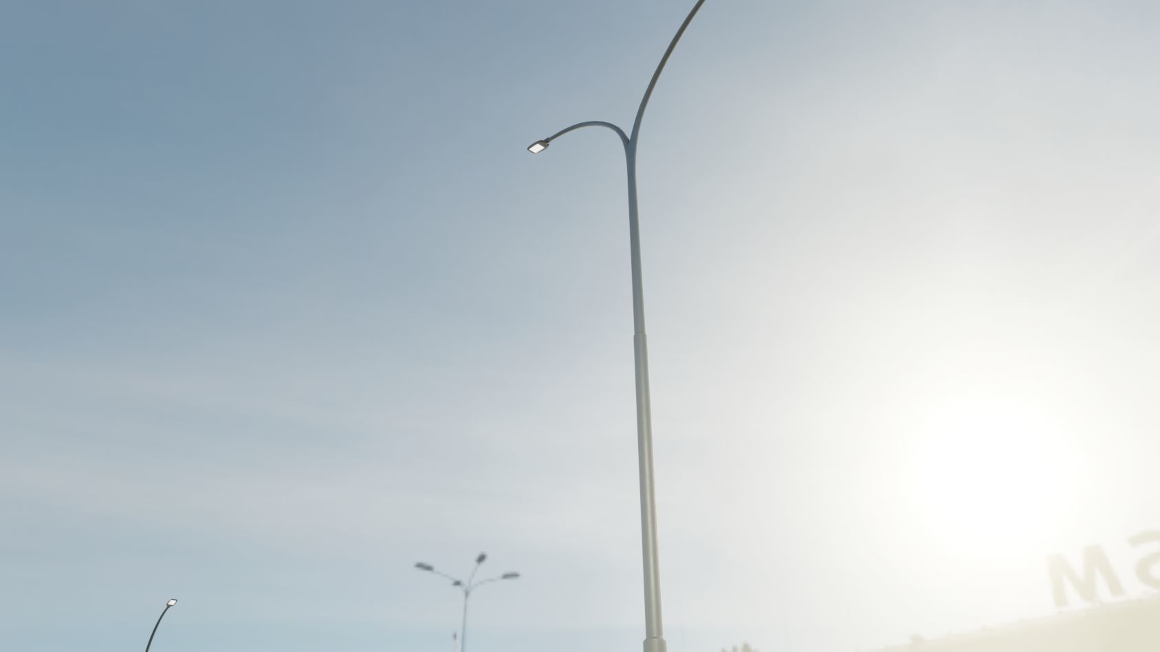 Street Light 12 version 14 10m with pole 4 Low-poly 3D model_11