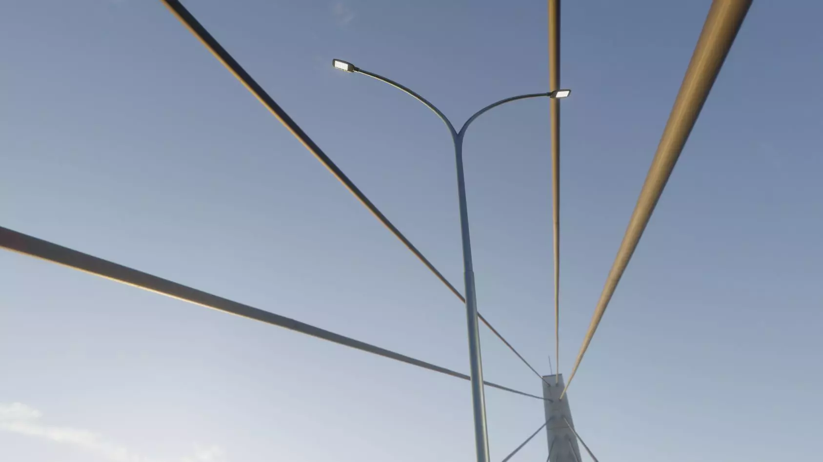 Street Light 12 version 14 10m with pole 4 Low-poly 3D model_0