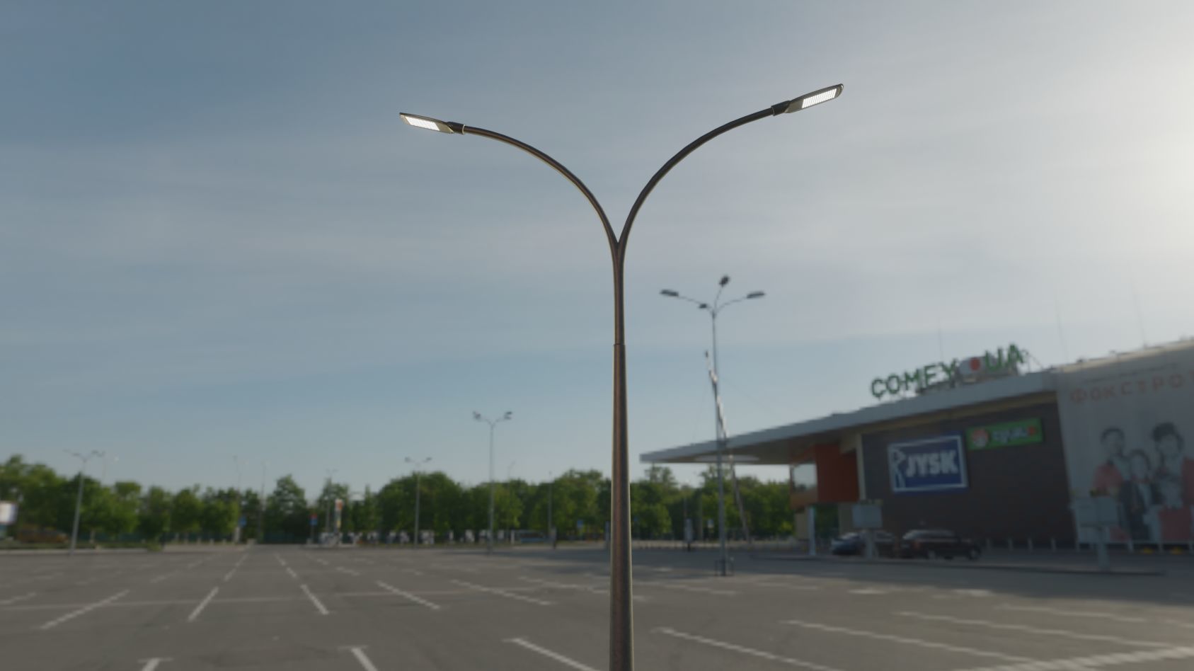 Street Light 12 version 12 6m with pole 4 Low-poly 3D model_1