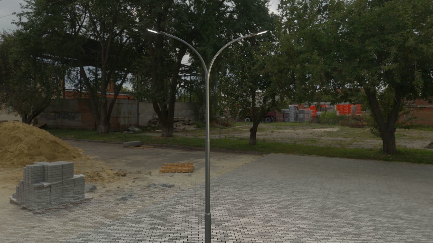 Street Light 12 version 10 6m with pole 4 Low-poly 3D model_76