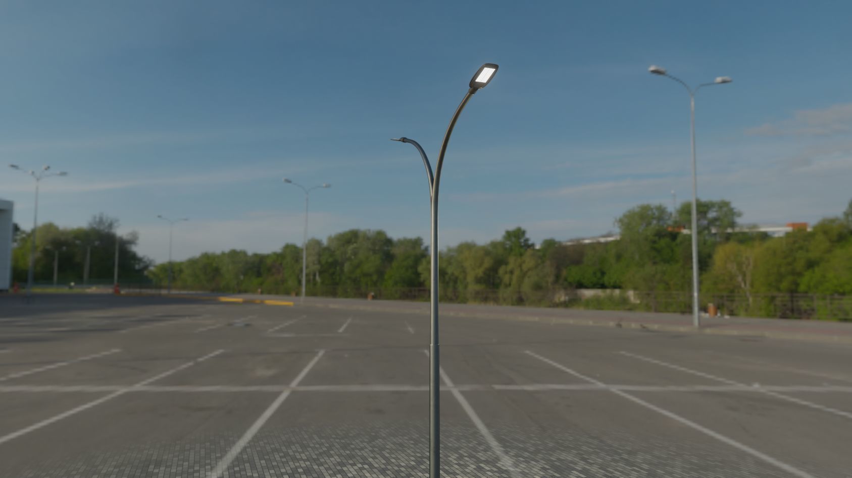 Street Light 12 version 10 6m with pole 4 Low-poly 3D model_12
