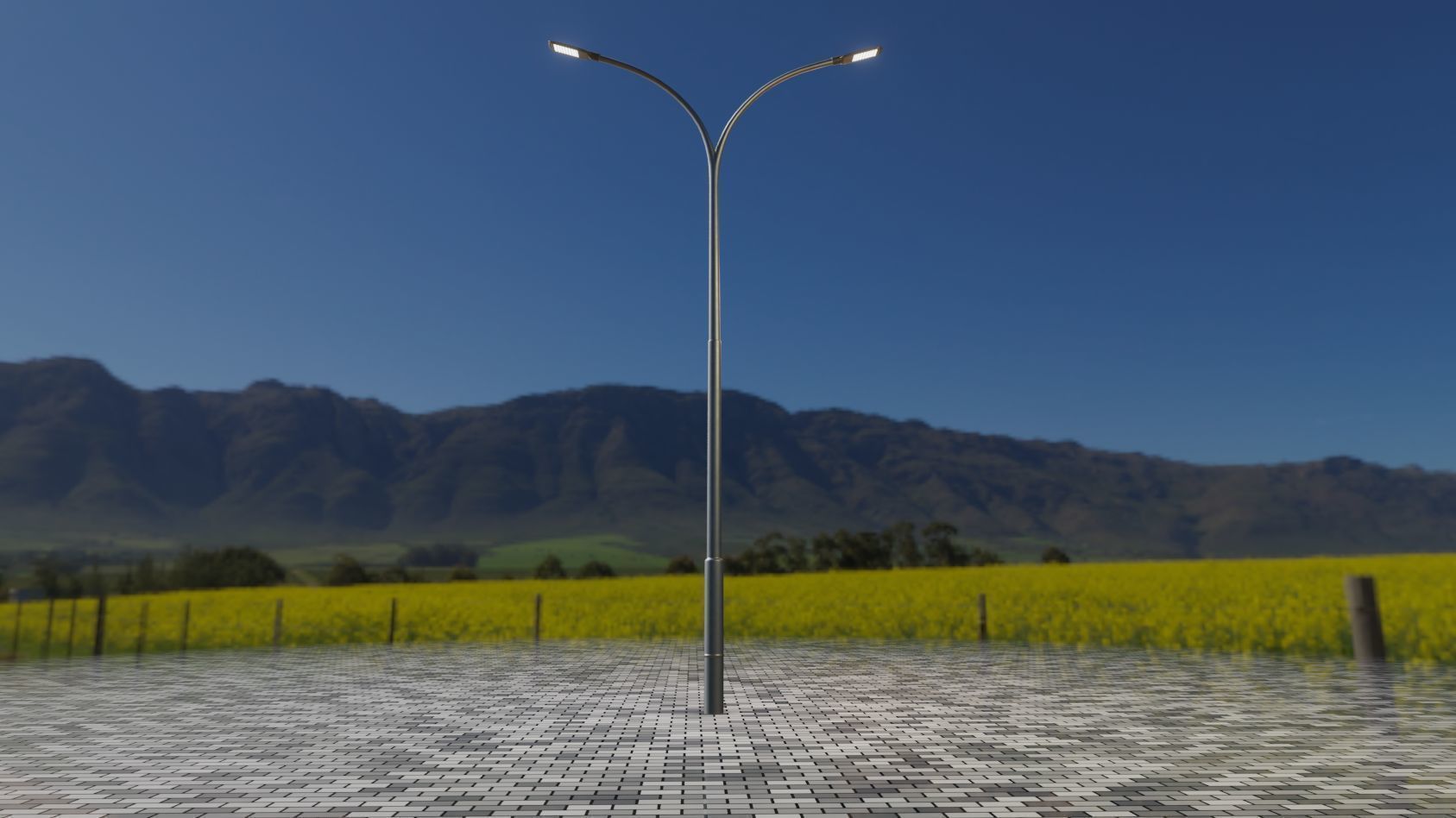 Street Light 12 version 10 6m with pole 4 Low-poly 3D model_26