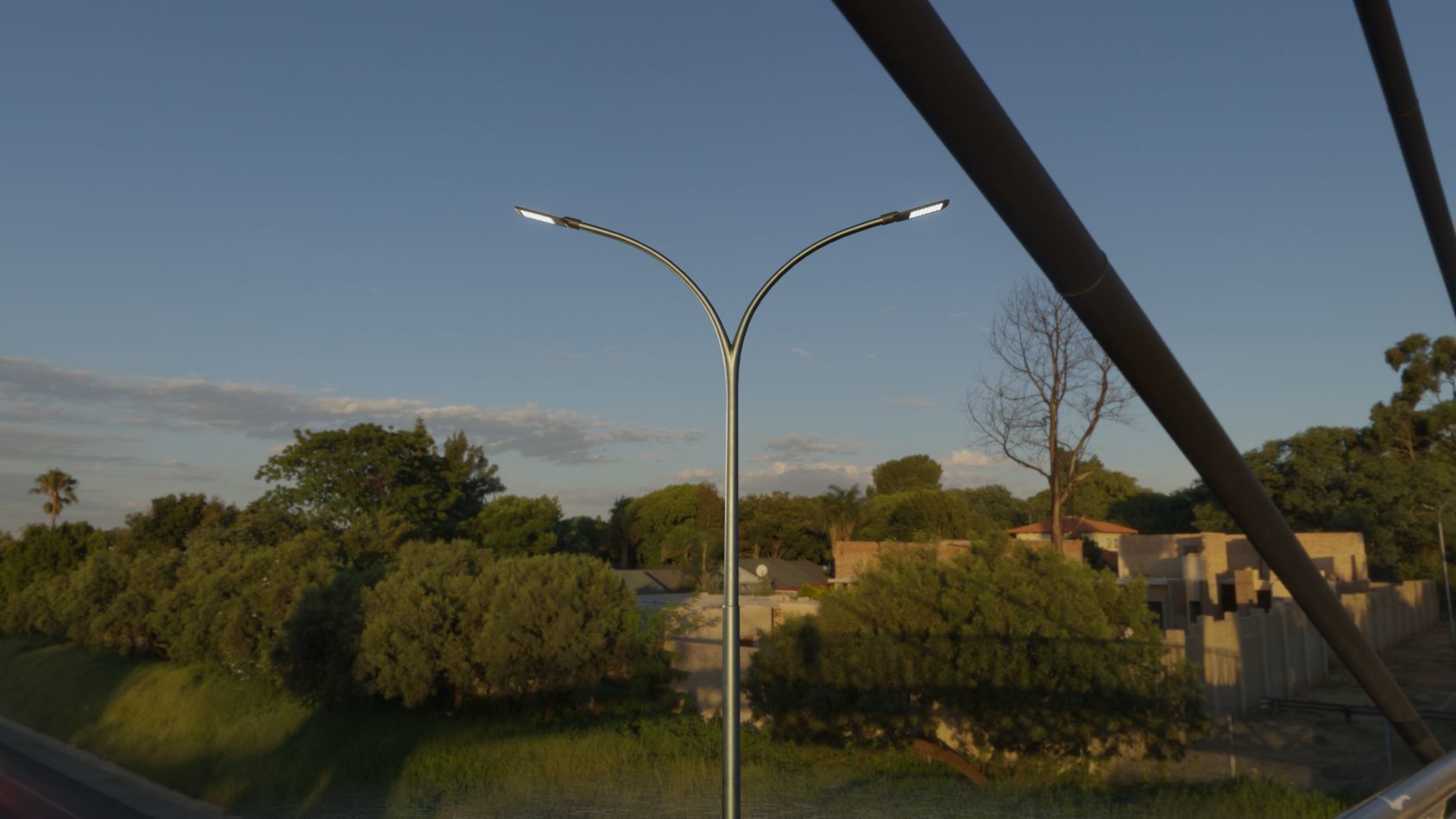 Street Light 12 version 10 6m with pole 4 Low-poly 3D model_6