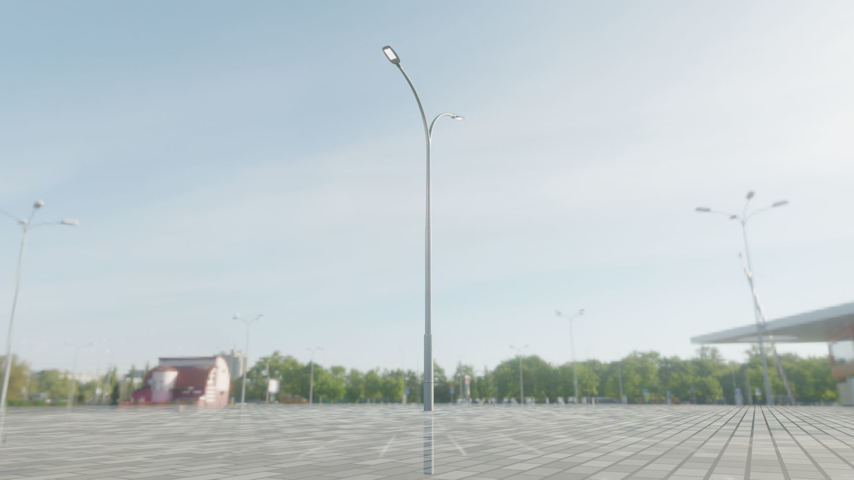 Street Light 12 version 10 6m with pole 4 Low-poly 3D model_37