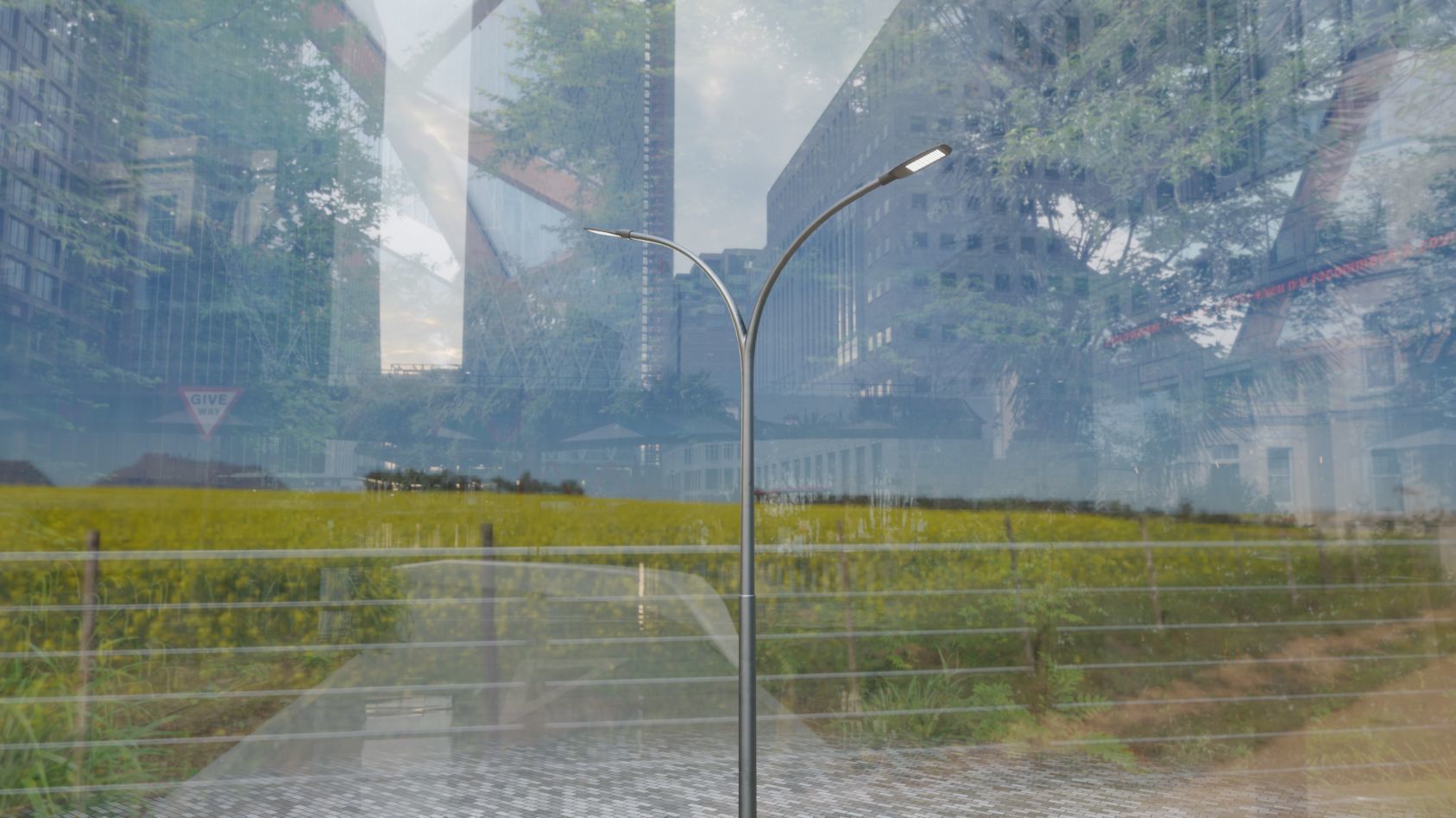 Street Light 12 version 10 6m with pole 4 Low-poly 3D model_9