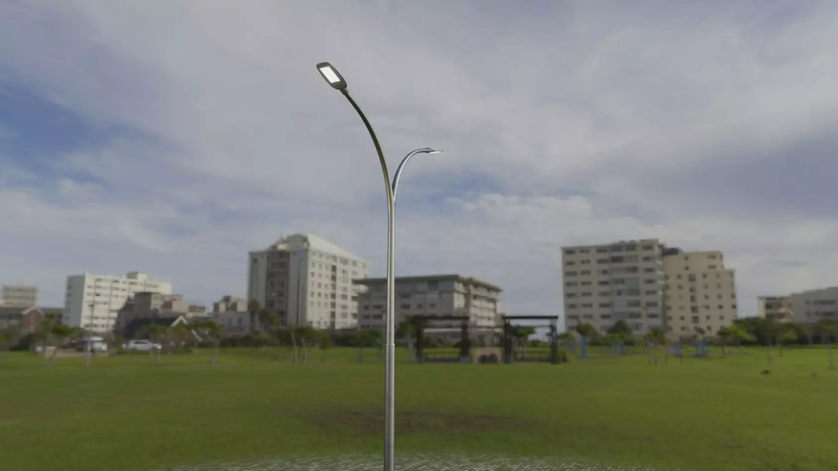 Street Light 12 version 10 6m with pole 4 Low-poly 3D model_0