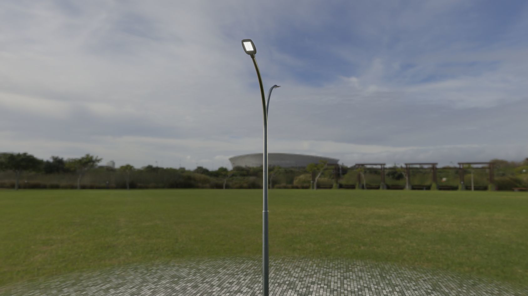 Street Light 12 version 10 6m with pole 4 Low-poly 3D model_15