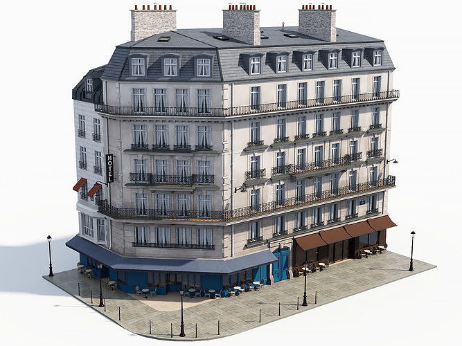 Corner haussman facade 3D model 4