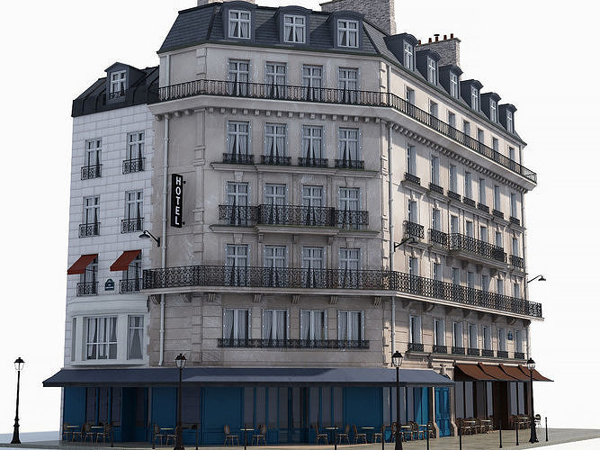 Corner haussman facade 3D model 6