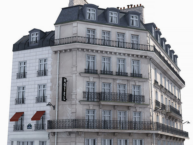 Corner haussman facade 3D model 7