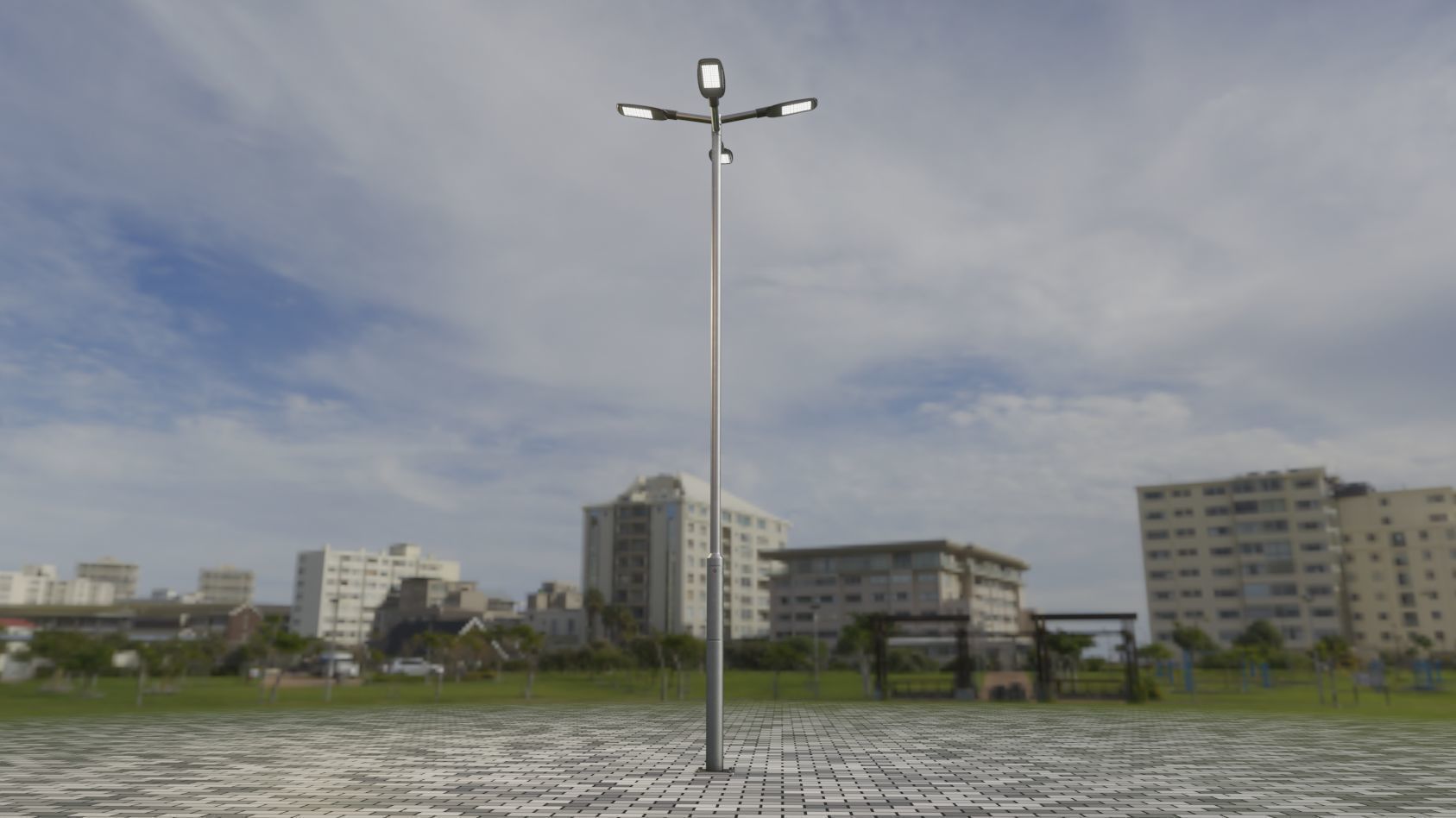 Street Light 12 version 9 5m with pole 2 Low-poly 3D model_94