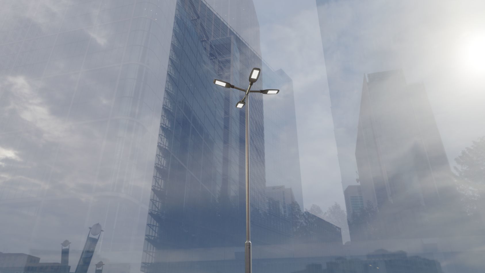 Street Light 12 version 9 5m with pole 2 Low-poly 3D model_9
