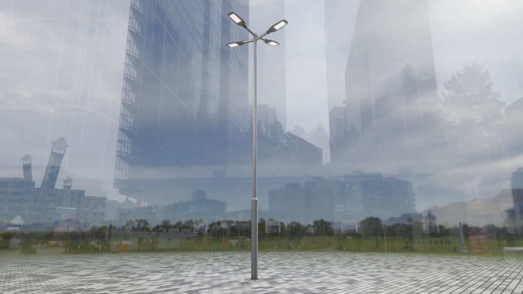 Street Light 12 version 9 5m with pole 2 Low-poly 3D model_89