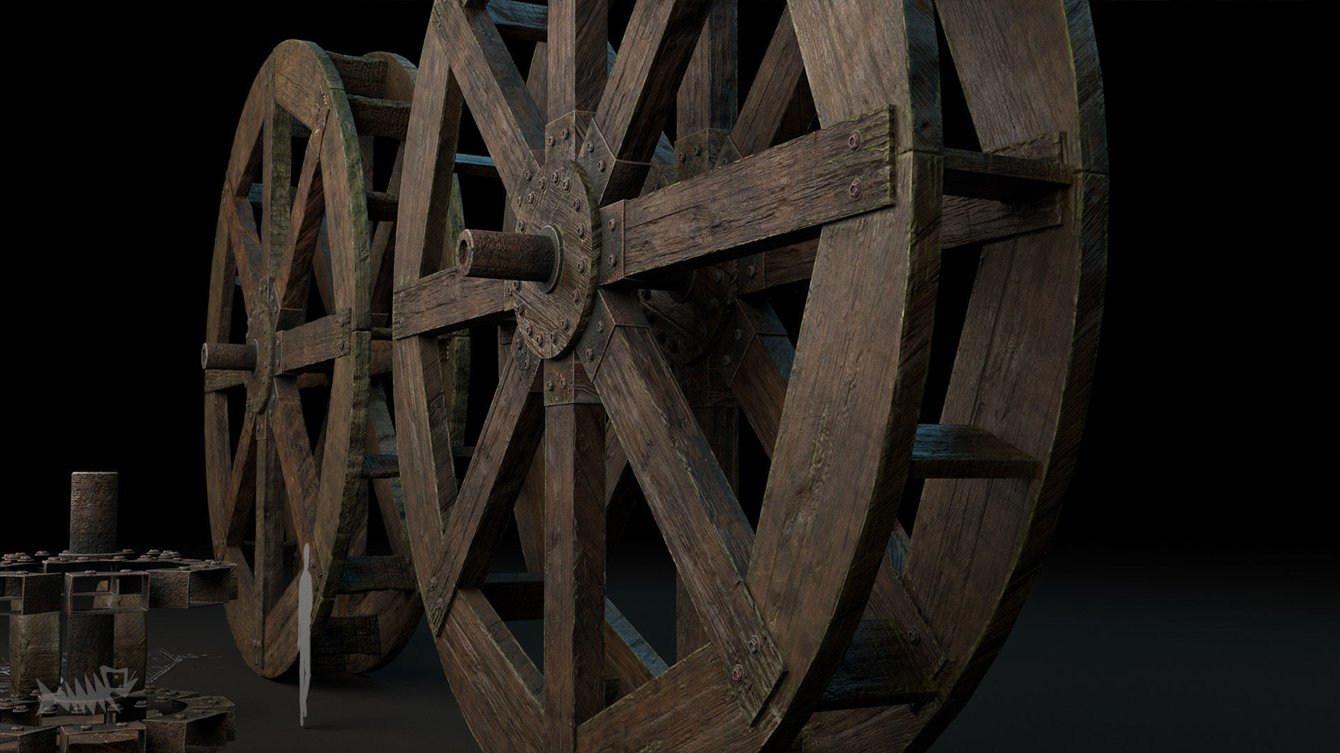 WATER MILL Low-poly 3D model_4