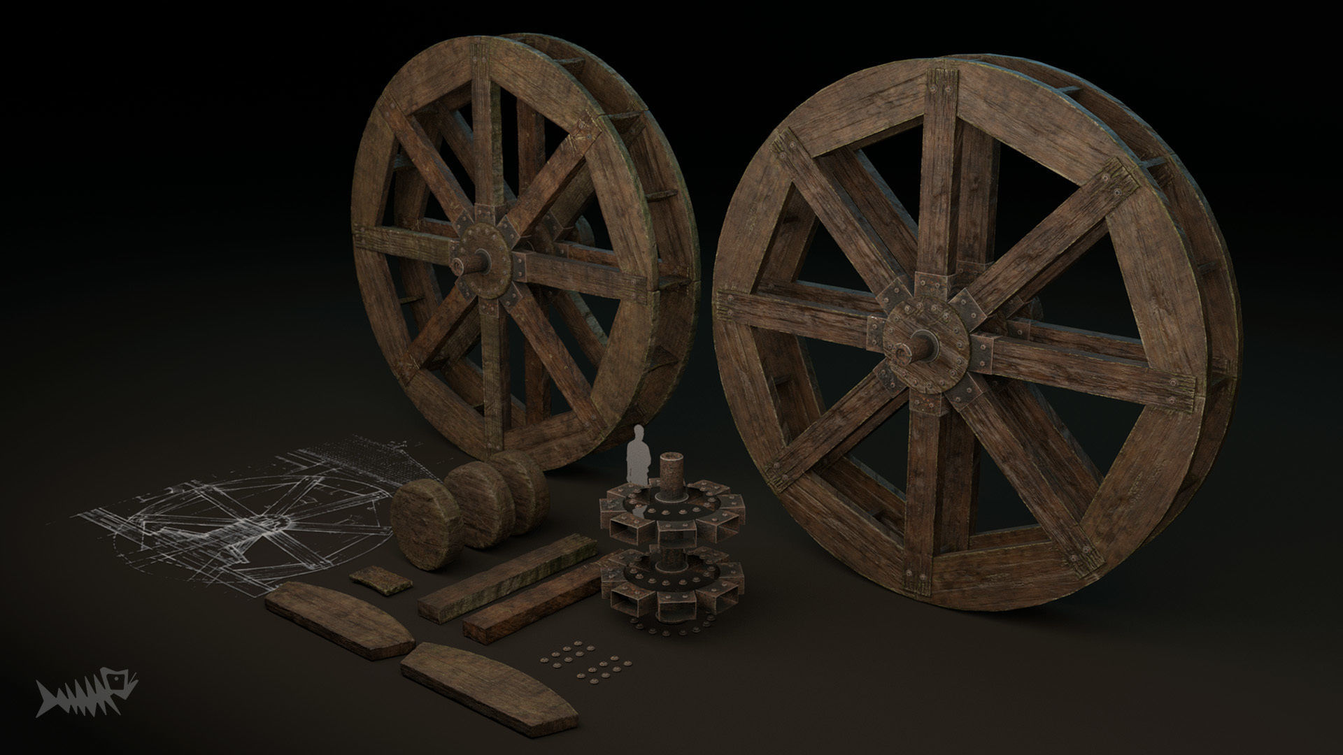 WATER MILL Low-poly 3D model_2