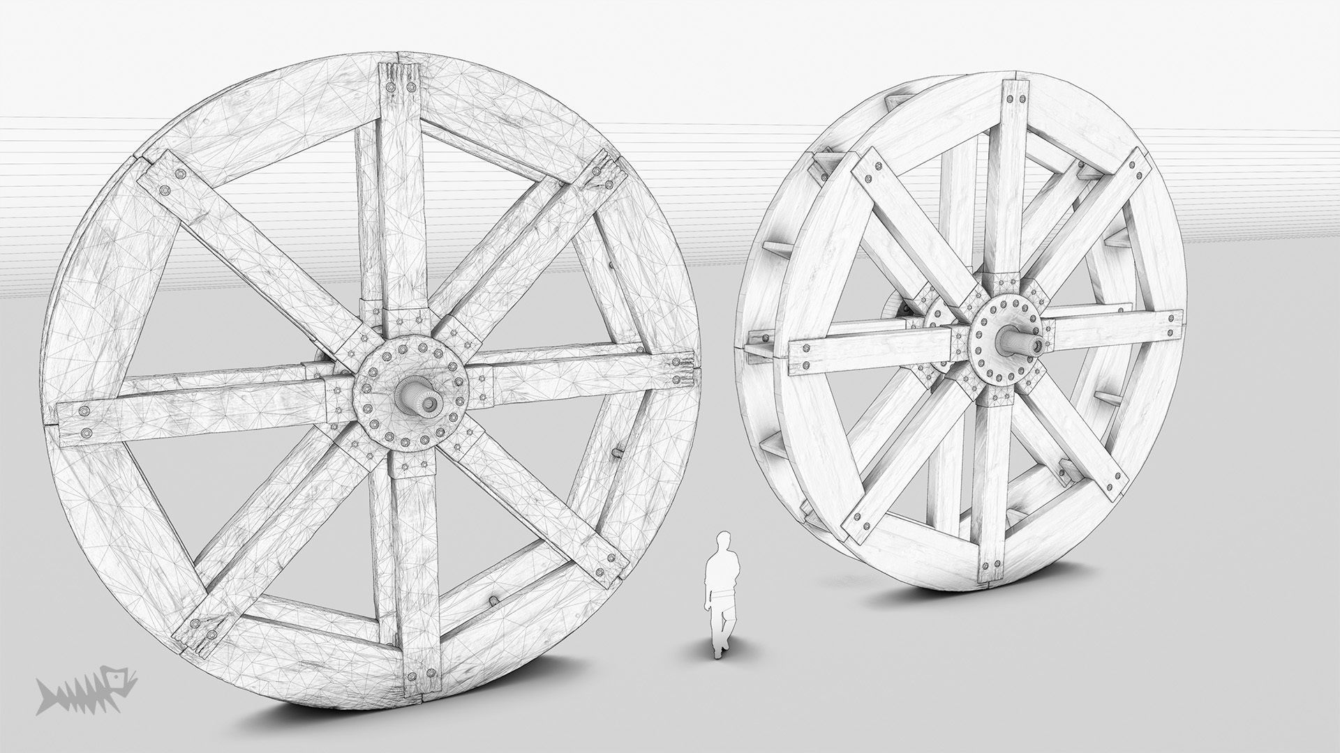 WATER MILL Low-poly 3D model_12