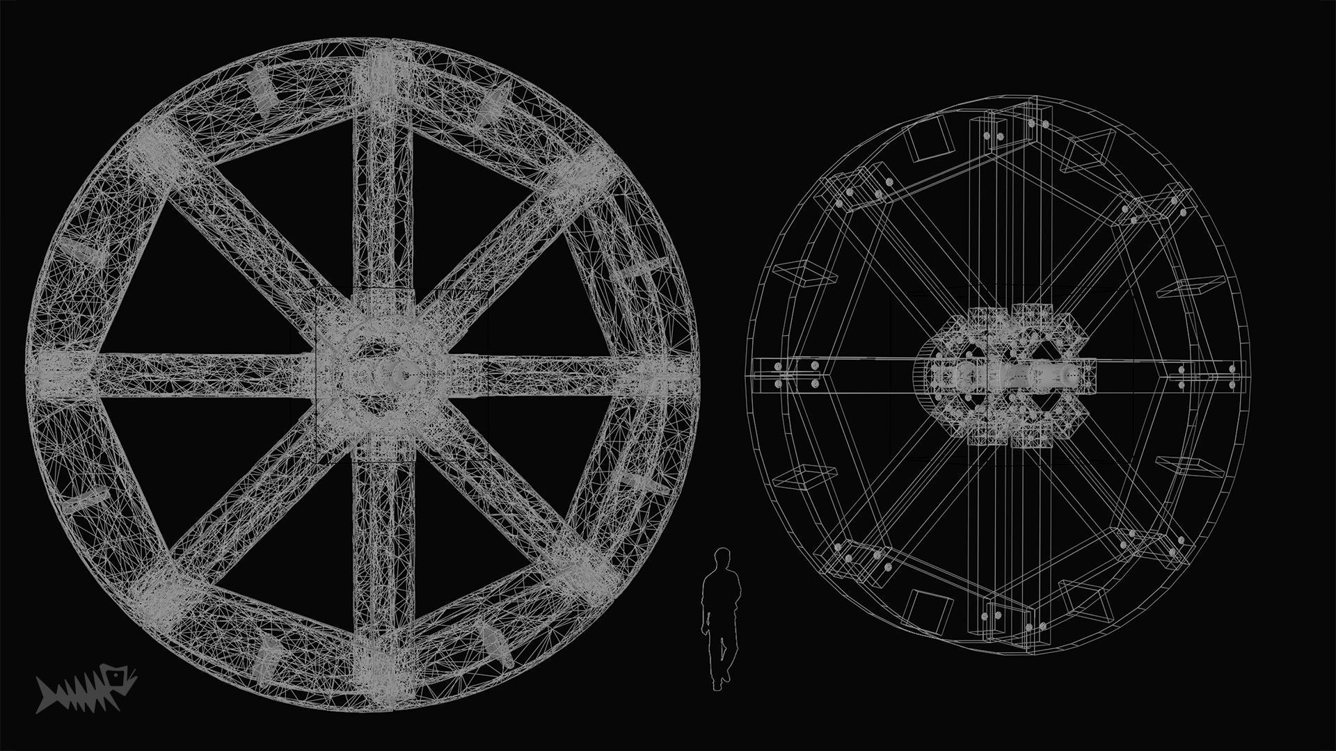 WATER MILL Low-poly 3D model_13