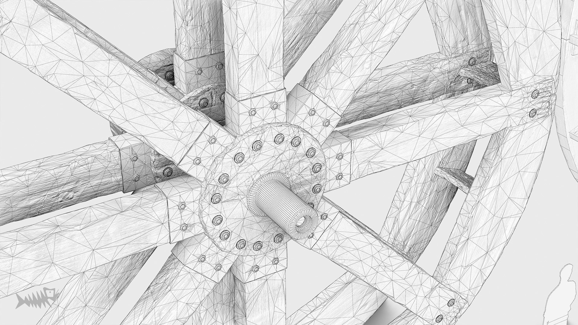 WATER MILL Low-poly 3D model_10