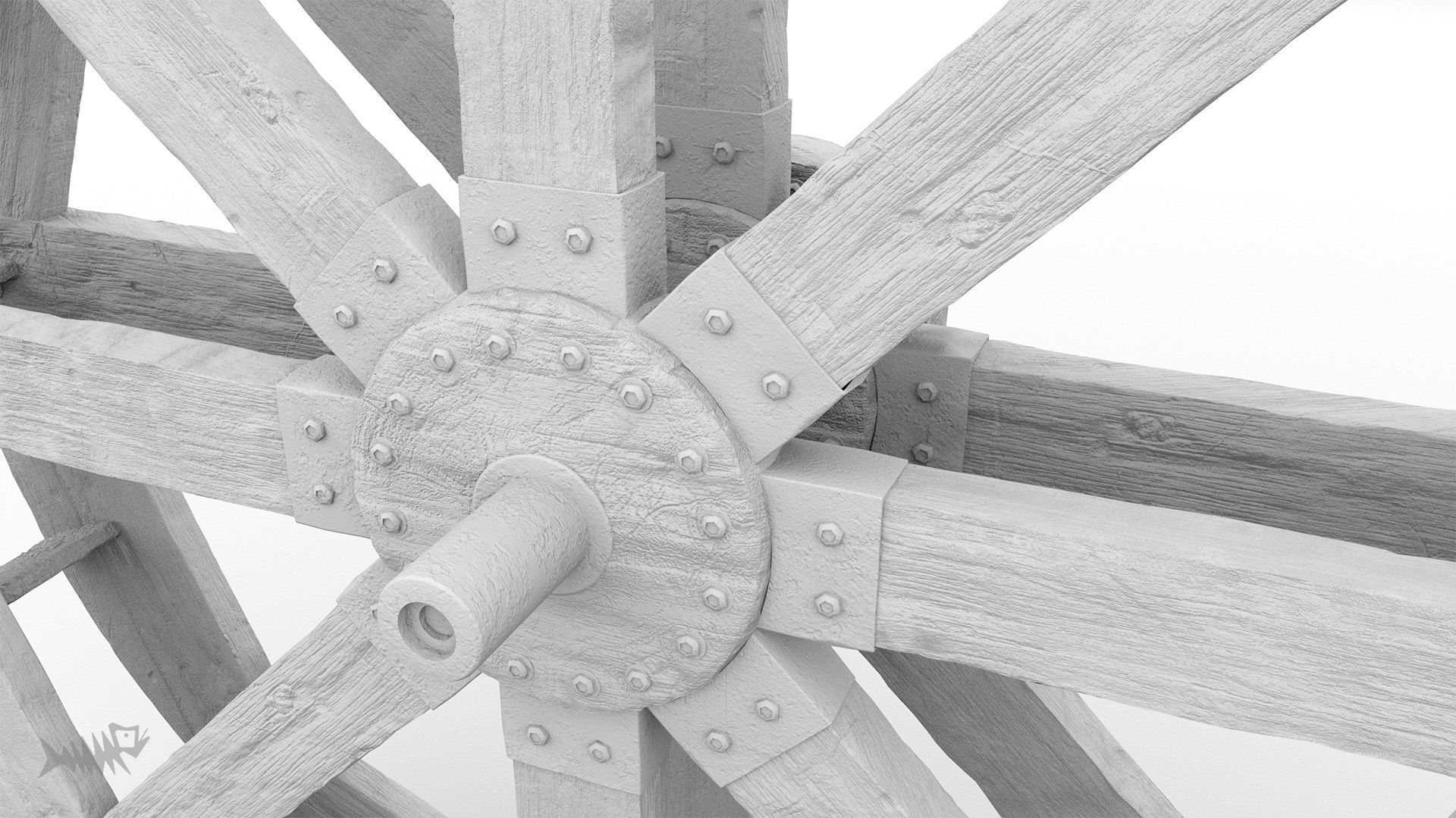 WATER MILL Low-poly 3D model_9