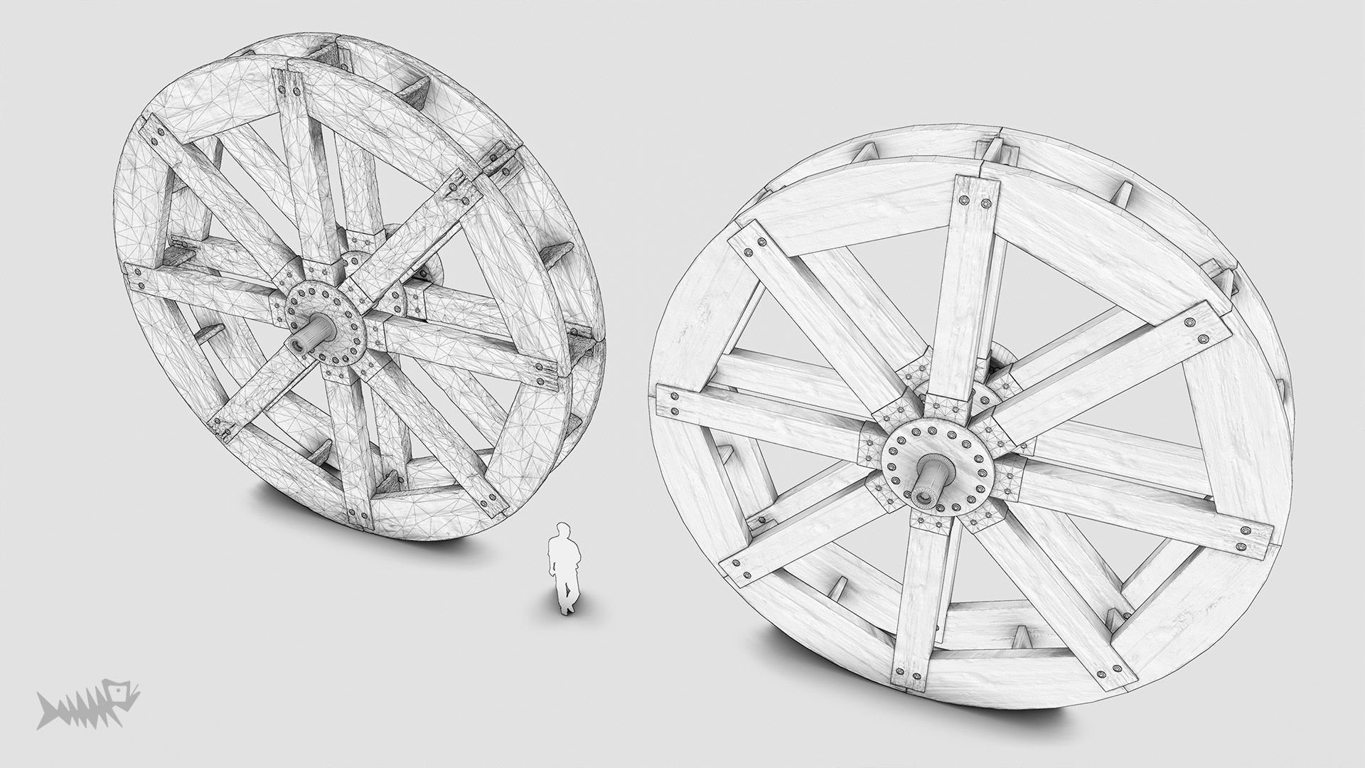 WATER MILL Low-poly 3D model_11