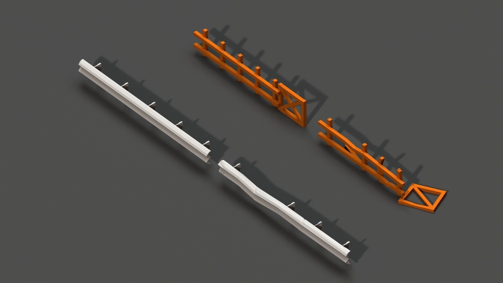 Post Apocalyptic Road Barrier and Wooden Fence Low-poly 3D model_1