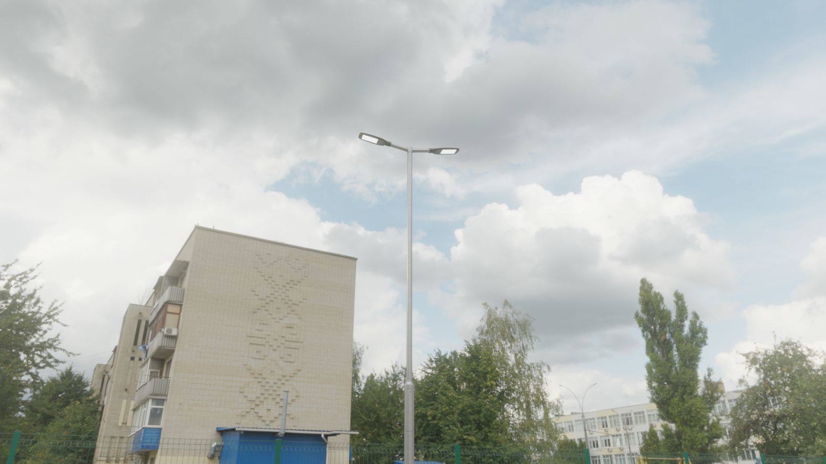 Street Light 12 version 7 5m with pole 2 Low-poly 3D model_3