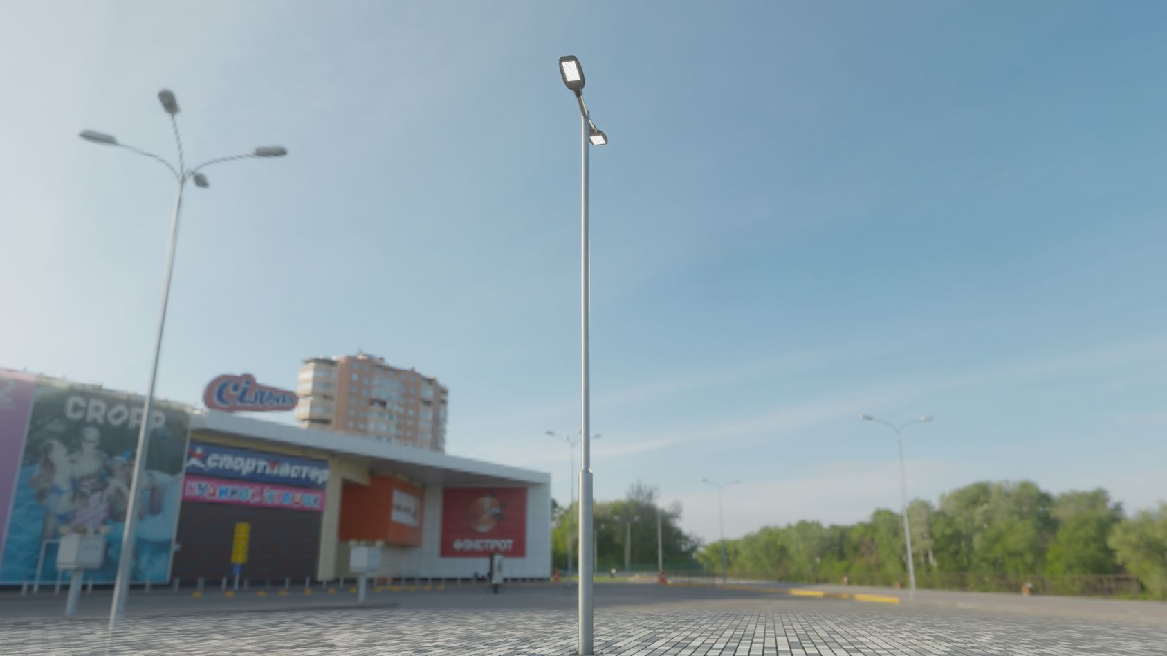 Street Light 12 version 7 5m with pole 2 Low-poly 3D model_11